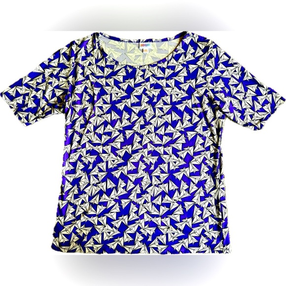 LuLaRoe Purple and White Paper Airplane Gigi Top - Picture 1 of 2